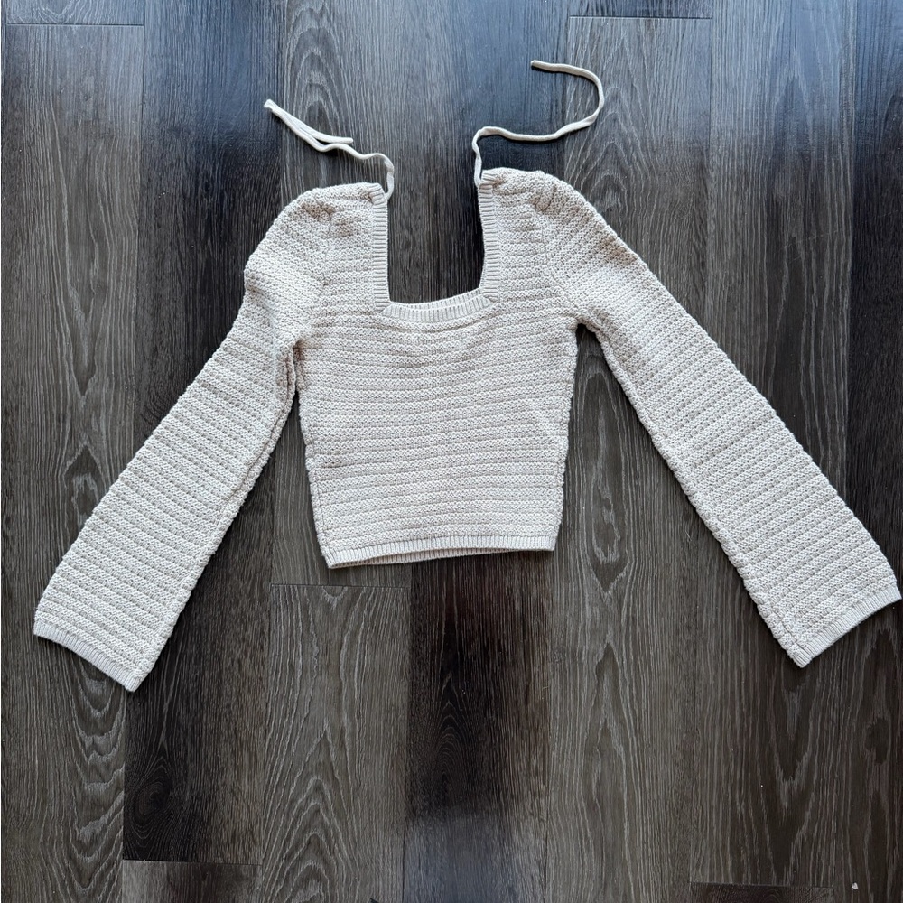 Hollister Long Sleeve Knit sweater Crop Top, 100% Cotton, Size Small